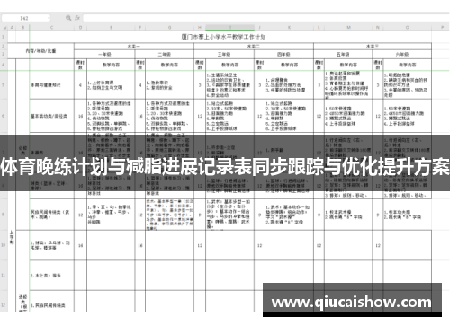 体育晚练计划与减脂进展记录表同步跟踪与优化提升方案